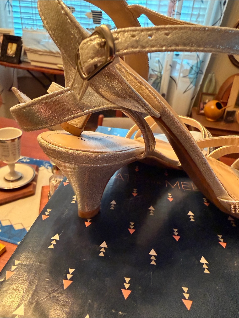 Silver Rhinestone Ankle-Strap Heels - Picture 5 of 9